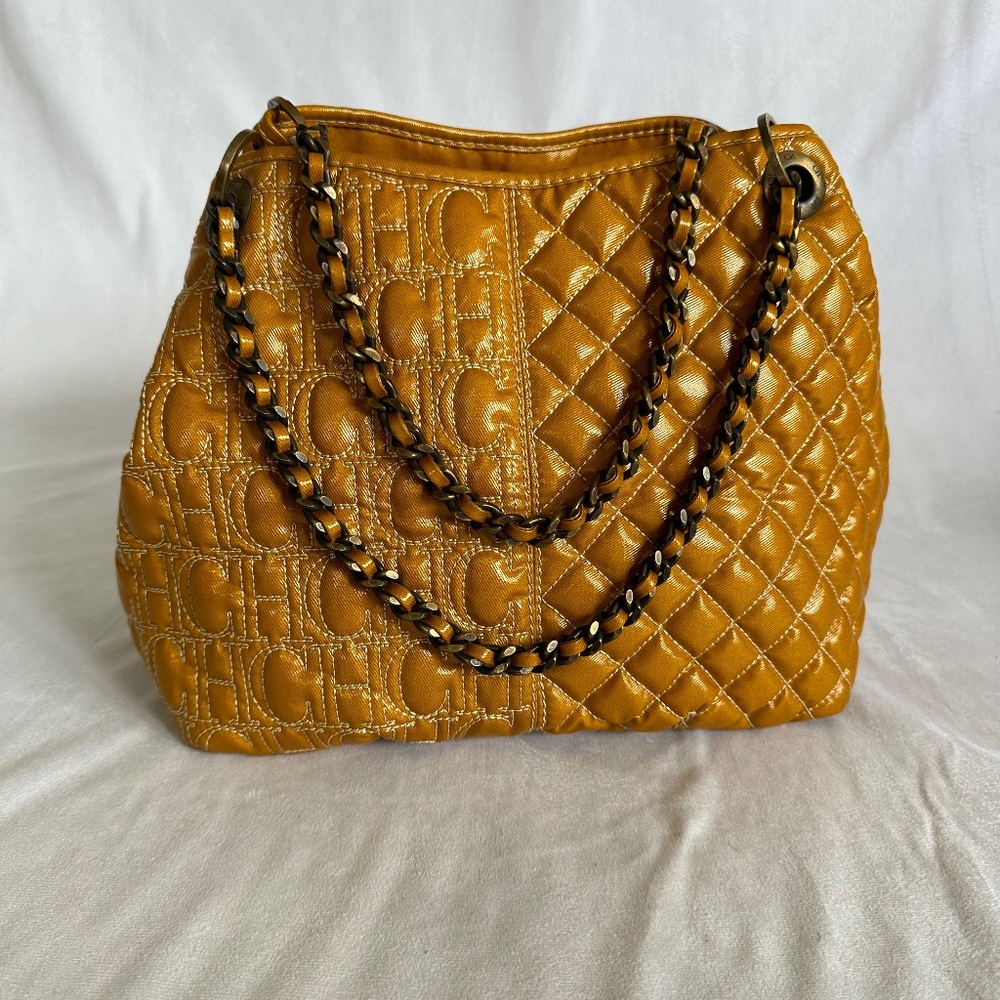 **AUTHENTIC** Carolina Herrera Leather Chain Handle Tote